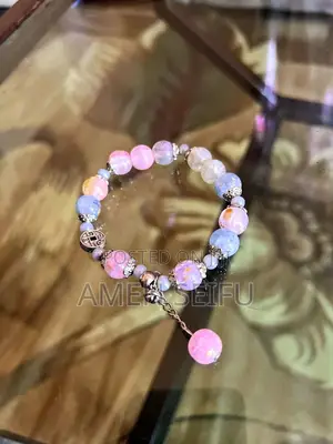 Elegant Pink Purple Beaded Charm Bracelet