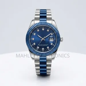 Luxury Blue Dial Stainless Steel Watch - ዘመናዊና ያማረ የወንድ እጅ ሰዓት