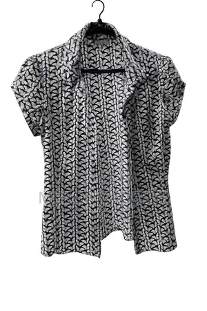 Lindex Black White Butterfly Print Blouse - Short Sleeve