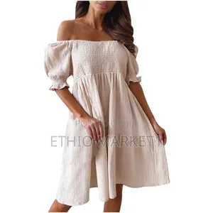 Charming Off-the-shoulder Smocked Tiered Summer Dress