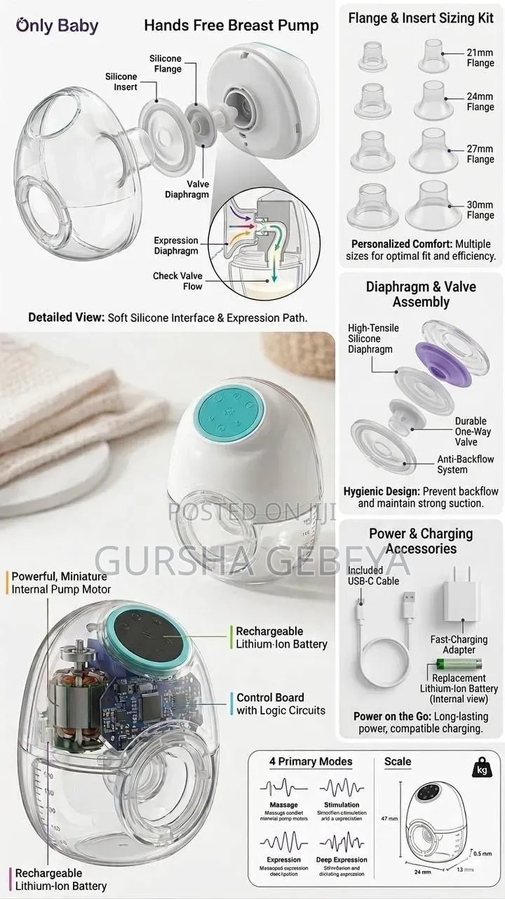 Only Baby" Electrical Breast Pumb የእጅ ንክኪ አልባ ጡት ማለቢያ!