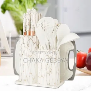 25‐Piece Kitchenware Set-Heat Resistant Silicone,Ceramic Coated Knives