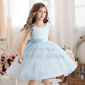 Mk-0833 Princess Girls Bow Decor Polka Dot Party Dress Size: 4-7 Years
