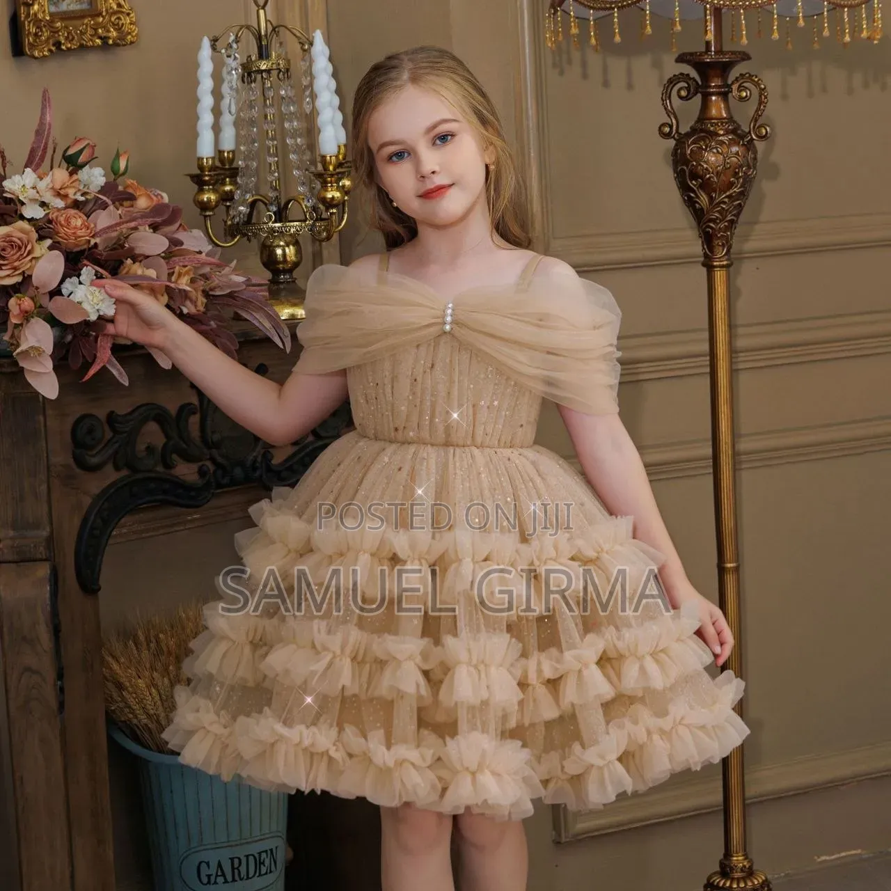 Mk- 0834 Princess Girls Cross-Border Trade Off-Shoulder Dress