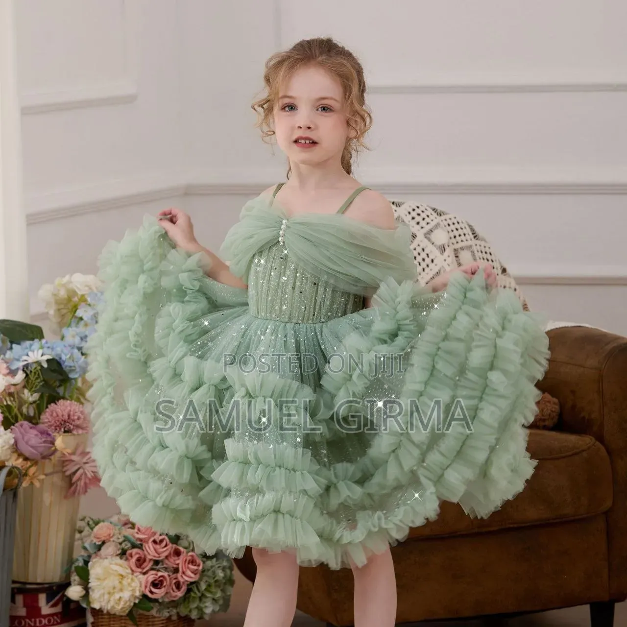 Mk- 0834 Princess Girls Cross-Border Trade Off-Shoulder Dress