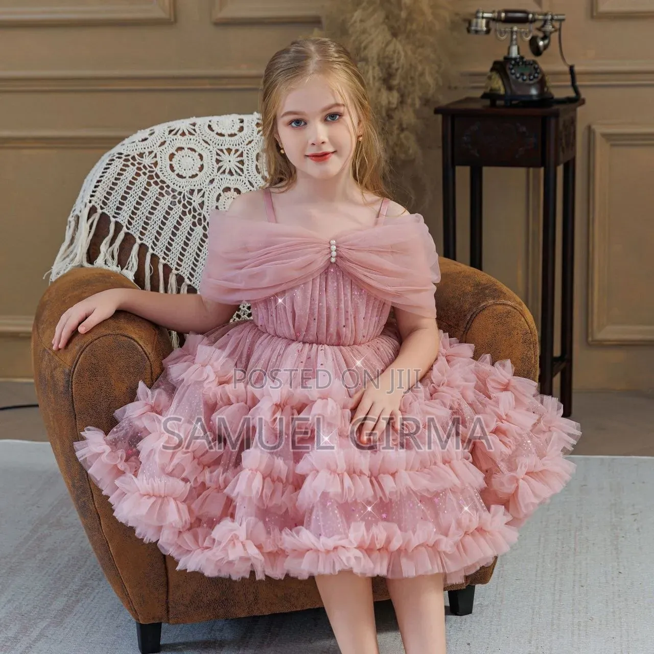 Mk- 0834 Princess Girls Cross-Border Trade Off-Shoulder Dress