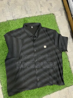 Sleek Black Diagonal-Stripe Shirt: