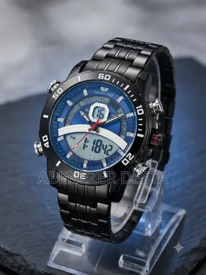 Men's Watch, Which Features a Black Stainless Steel Analog/Digital