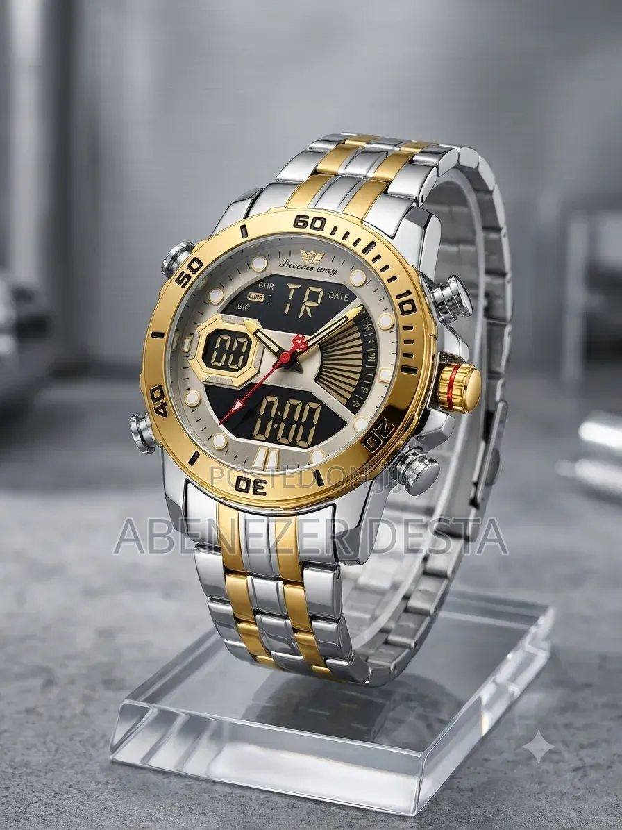Succes-Way a Silver and Gold Stainless Steel
Band.