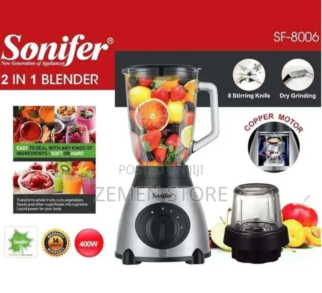 Sonifer 2-in-1 Electric Blender Grinder - 400w Copper Motor