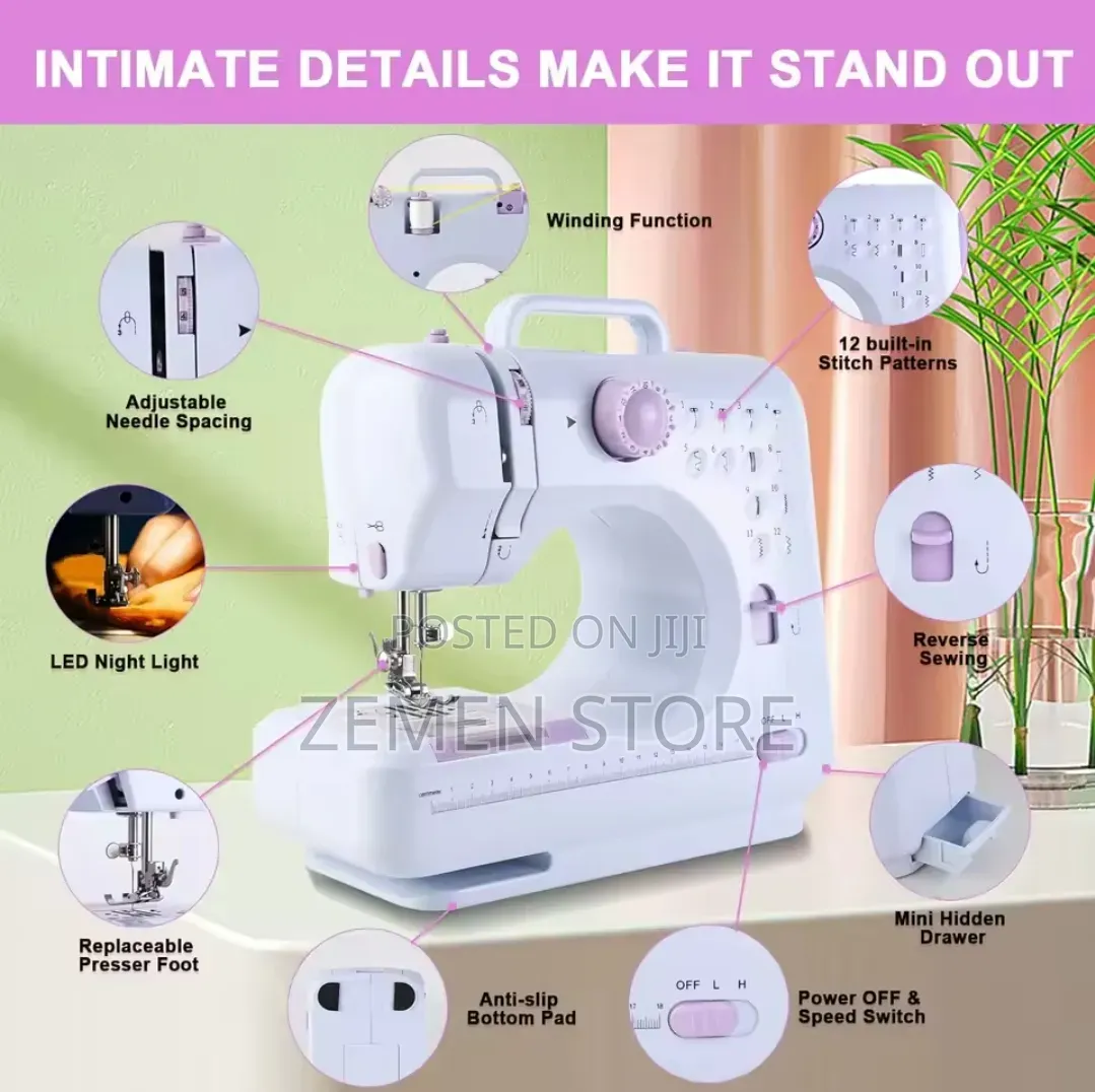 Desktop Electric Sewing Machine - 12 Built-in Stitches Multi-fabric