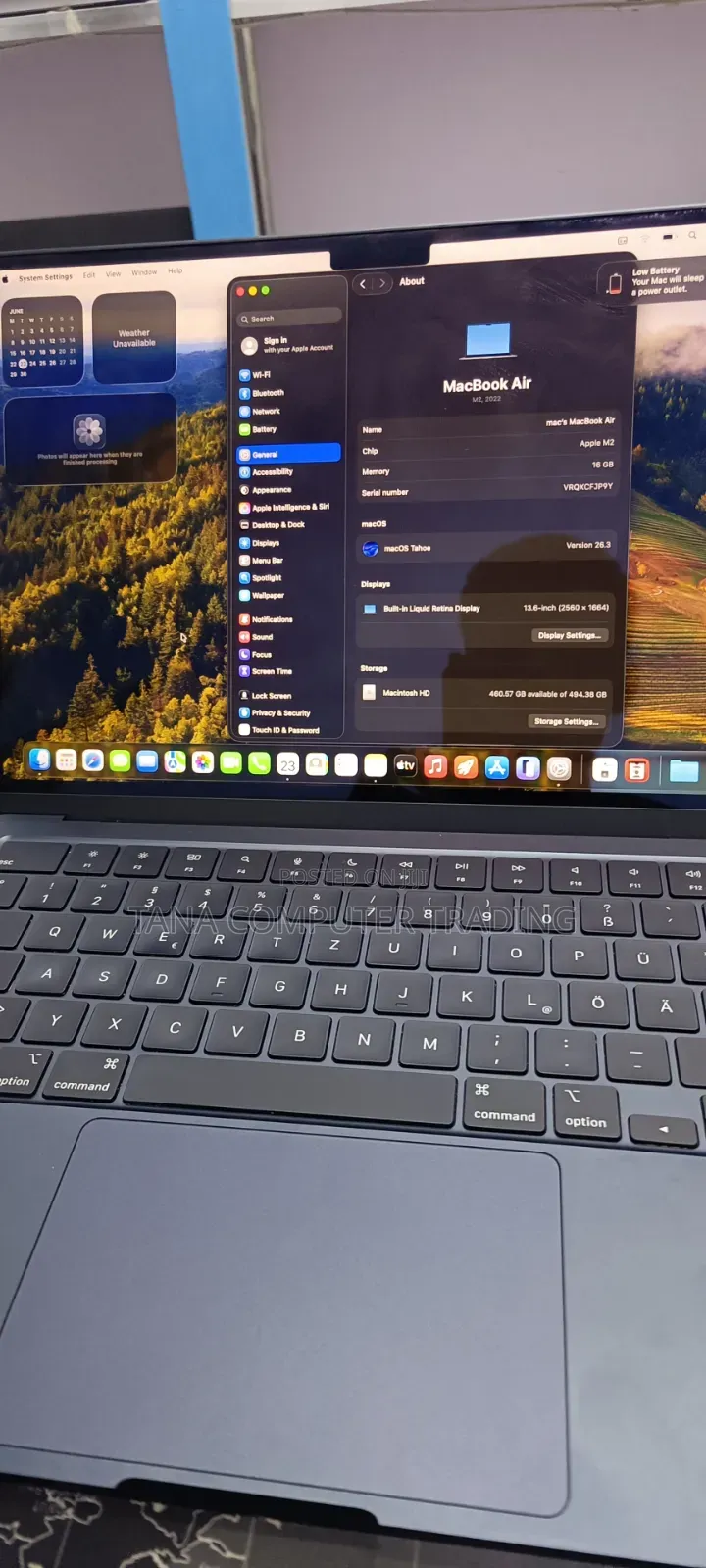 New Laptop Apple MacBook Air 2022 M2 16GB Apple M2 SSD 512GB