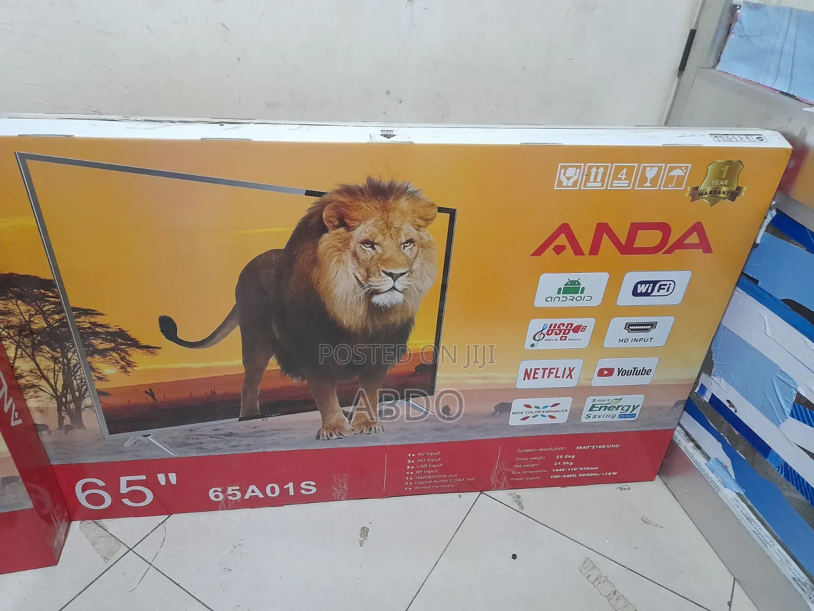 Anda Smart Tv 65 Inch Andraid Doubel Gelass 2026 Adis Quality Tv