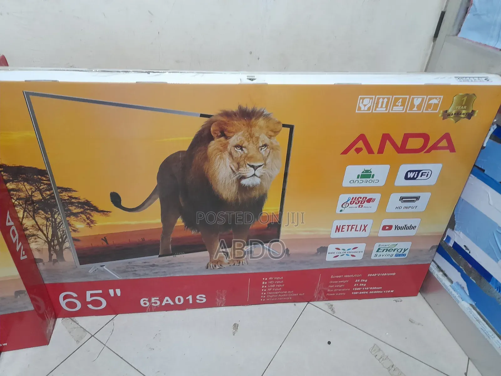 Anda Smart Tv 65 Inch Andraid Doubel Gelass 2026 Adis Quality Tv