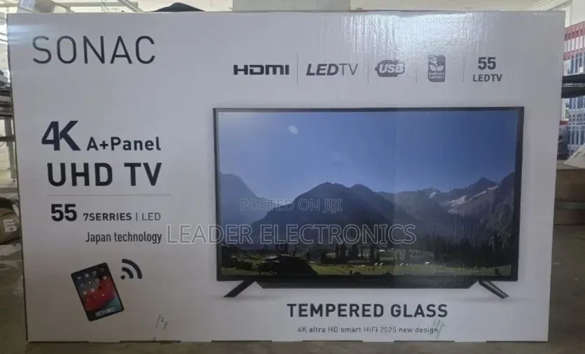 Sonac Tv 55" Smart Android Tv – Tempered Glass | Uhd | A+ Panel