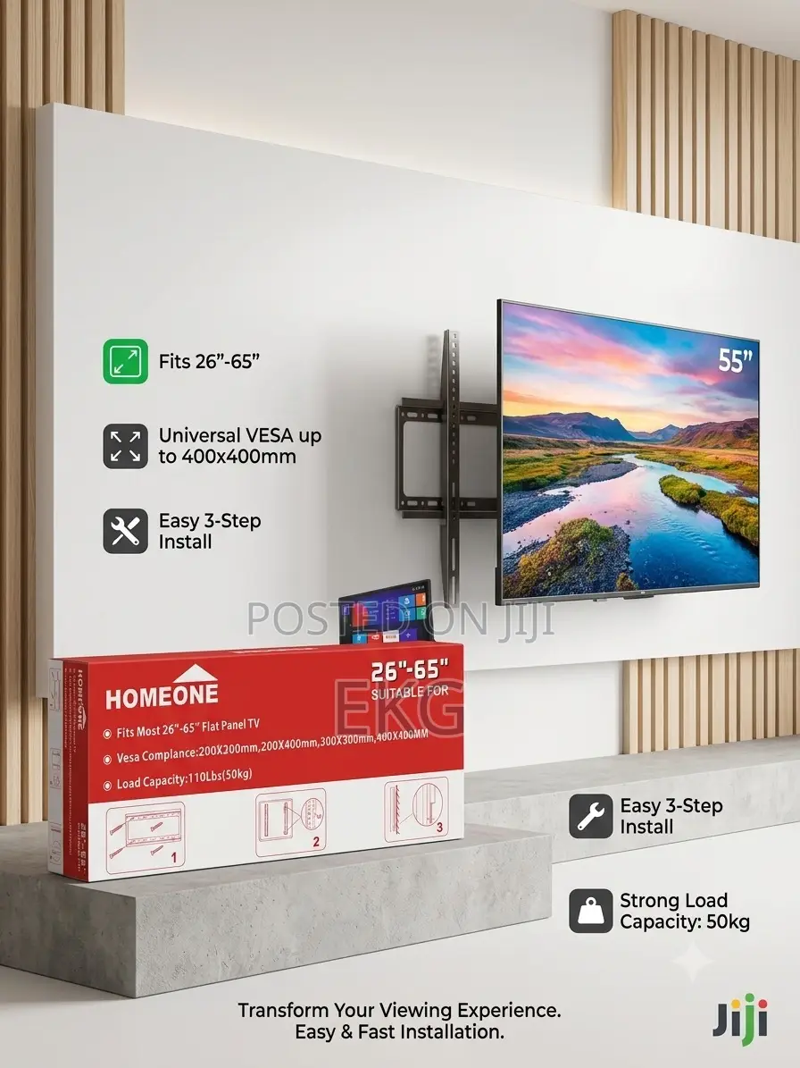Homeone ምርጥ የቲቪ ግድግዳ መስቀያ (Tv Wall Mount) - ከ26" እስከ 65"