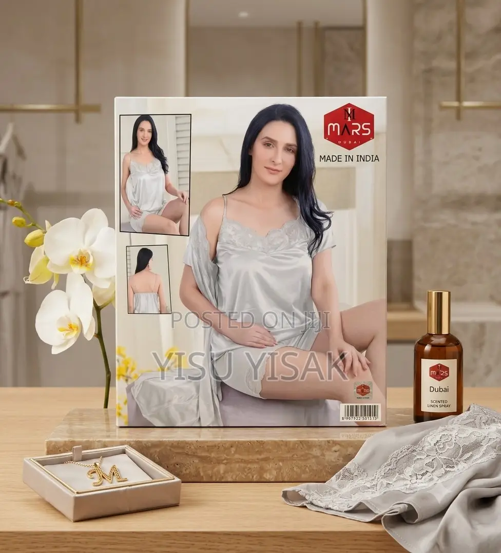 Luxury Mars Dubai Satin Nightwear 3-Piece Set - Premium Quality