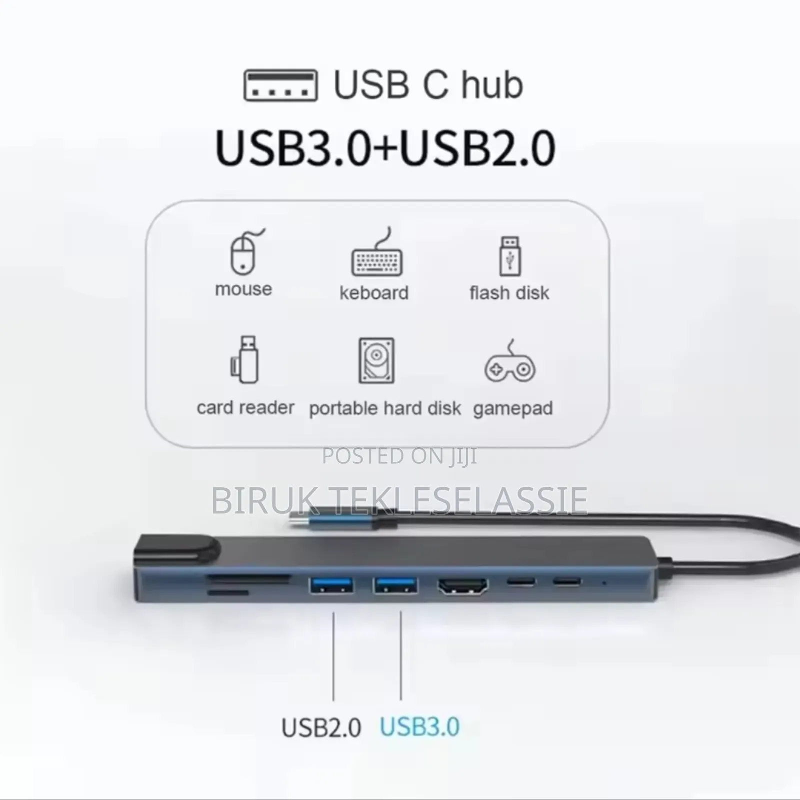 Usb C Hub 8 in 1 Type C Hdmi Adapter With Rj45 Sd/Tf for Laptop