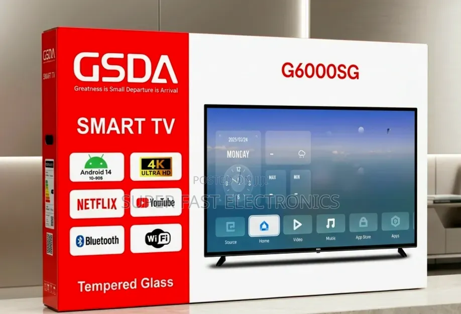 Gsda 55 Inch Tv Ultra Hd Smart Tv – Android 14.0 Tempered Glass