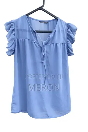 Women’S Blue Ruffle Sleeve Blouse (Shein)