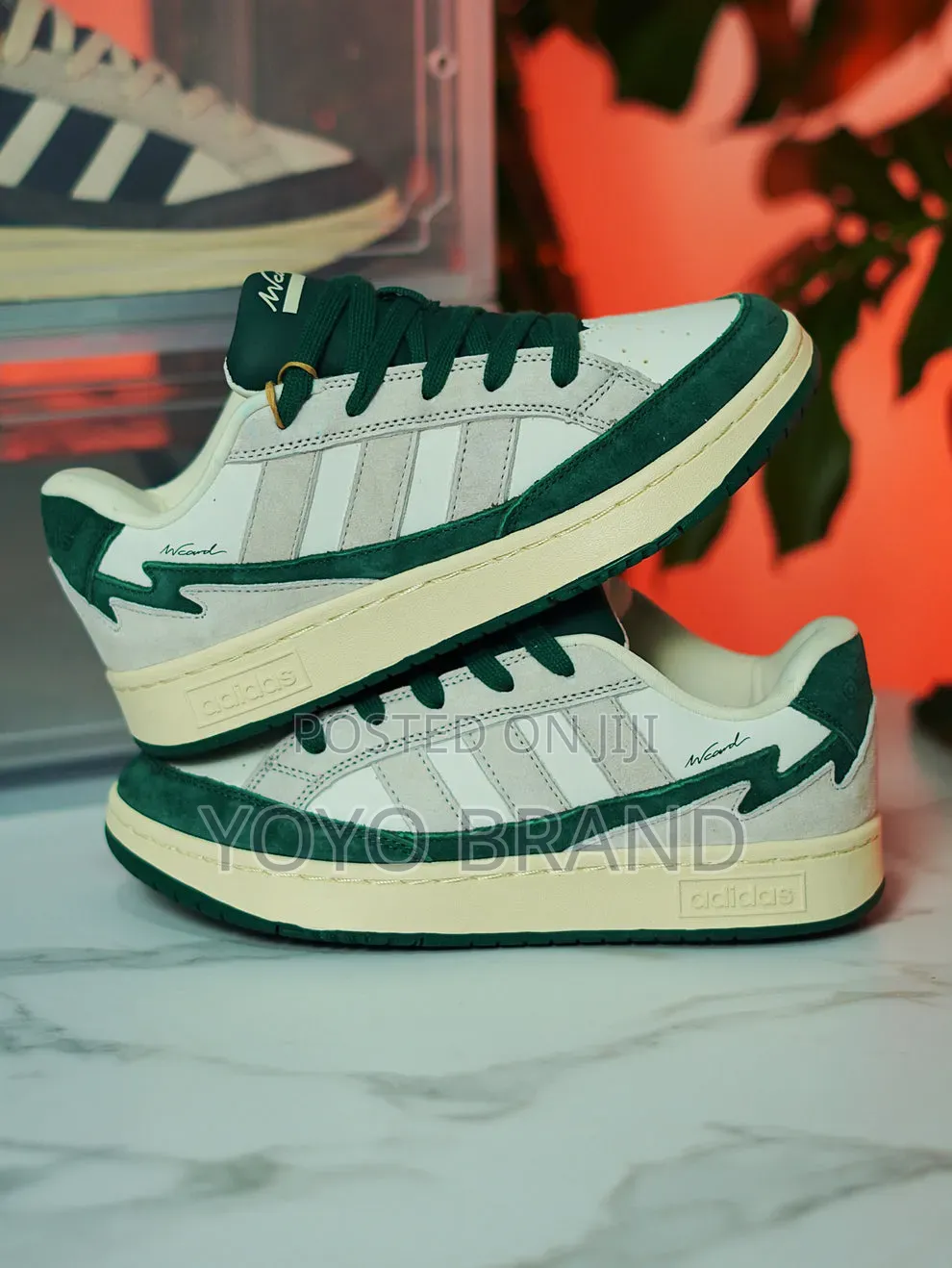 Adidas Wcard Adv U 'Green' Sneakers With a Cream Upper and Dark Green