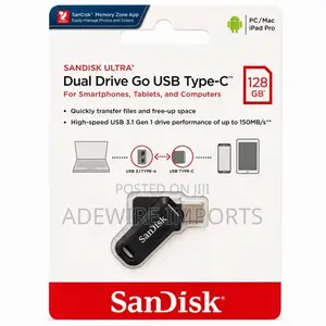 Sandisk 128gb Ultra Dual Drive Go Usb 3.1 Type-C Otg Flash Drive