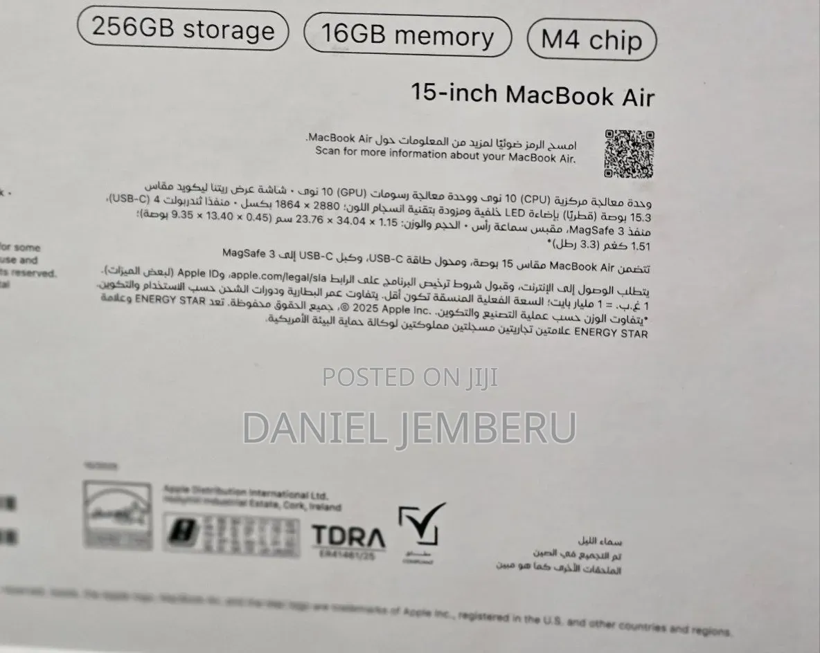 New Laptop Apple MacBook Air 16GB Apple M4 Max SSD 256GB