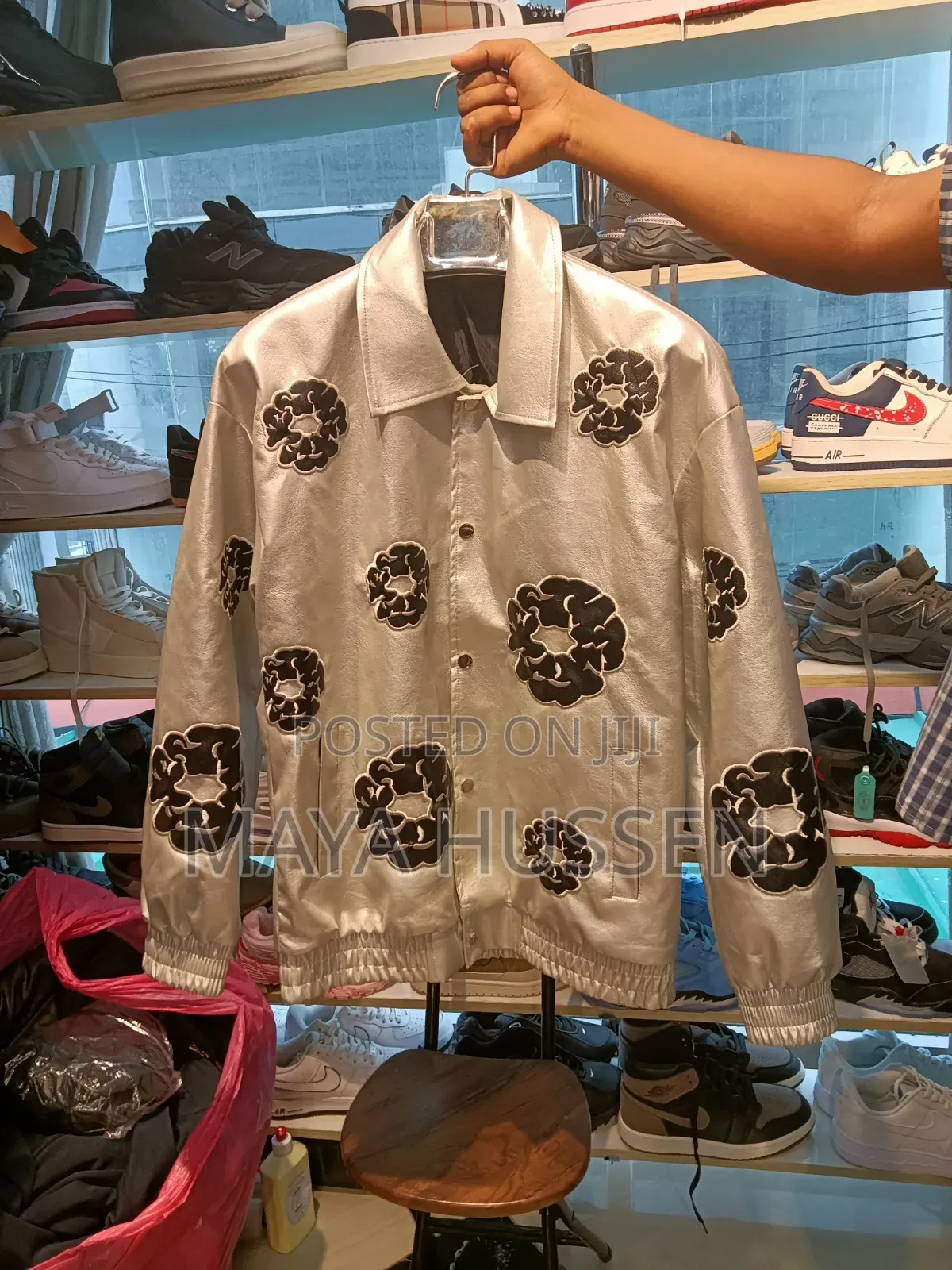 Premium Metallic Silver Streetwear Jacket With Custom Patches