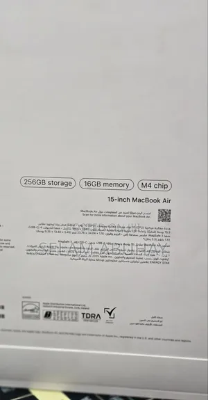 New Laptop Apple MacBook Air 2025 M4 16GB Apple M4 SSD 256GB