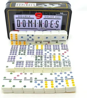 Double Dot Domino 9 Colours (Set 55, Dominoes)