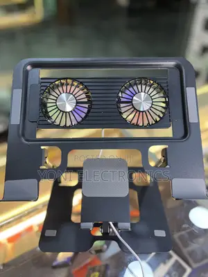 Adjustable Laptop and Phone Stand With Integrated Dual Cooling Fans
