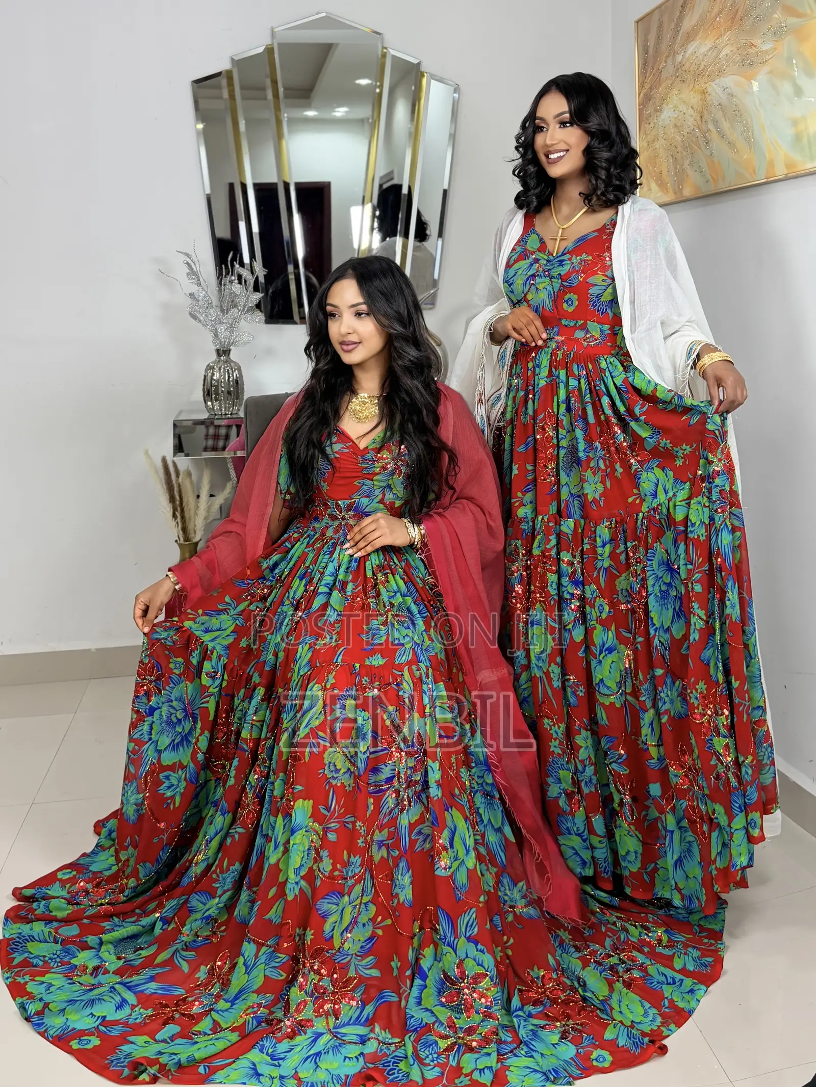 Floral Singer Chiffon Dress | Zenbil Chiffon Addis Ababa