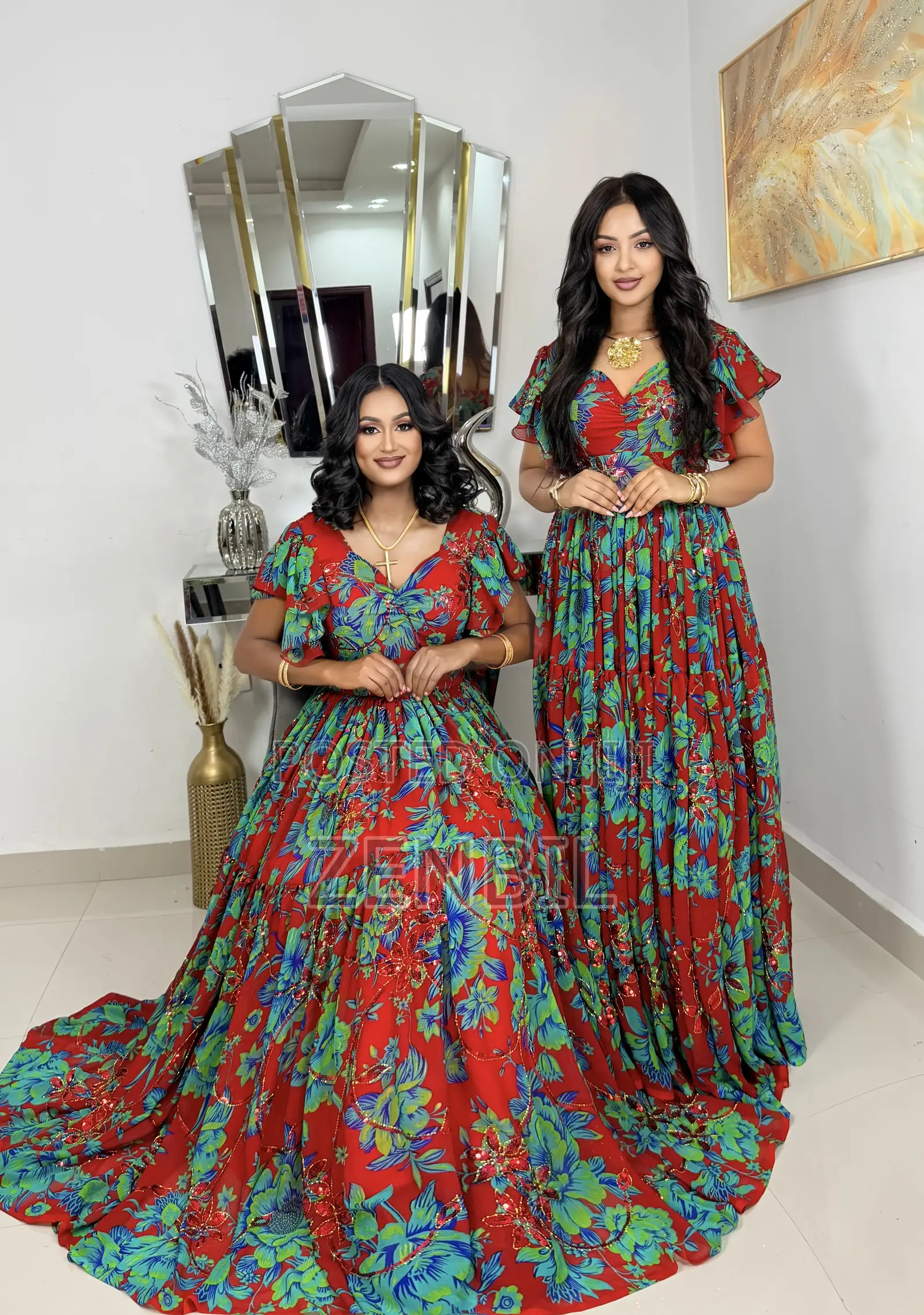 Floral Singer Chiffon Dress | Zenbil Chiffon Addis Ababa