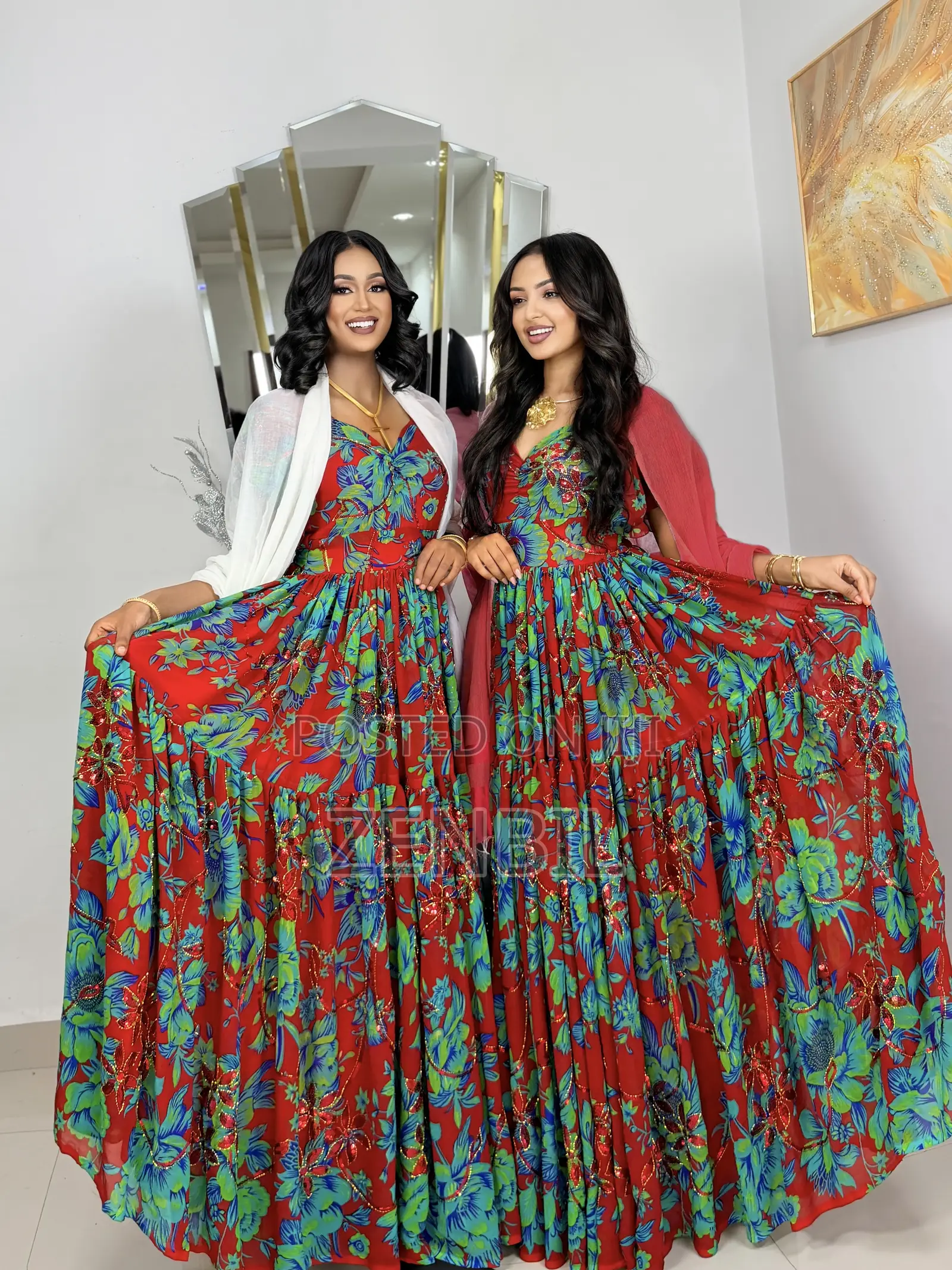 Floral Singer Chiffon Dress | Zenbil Chiffon Addis Ababa