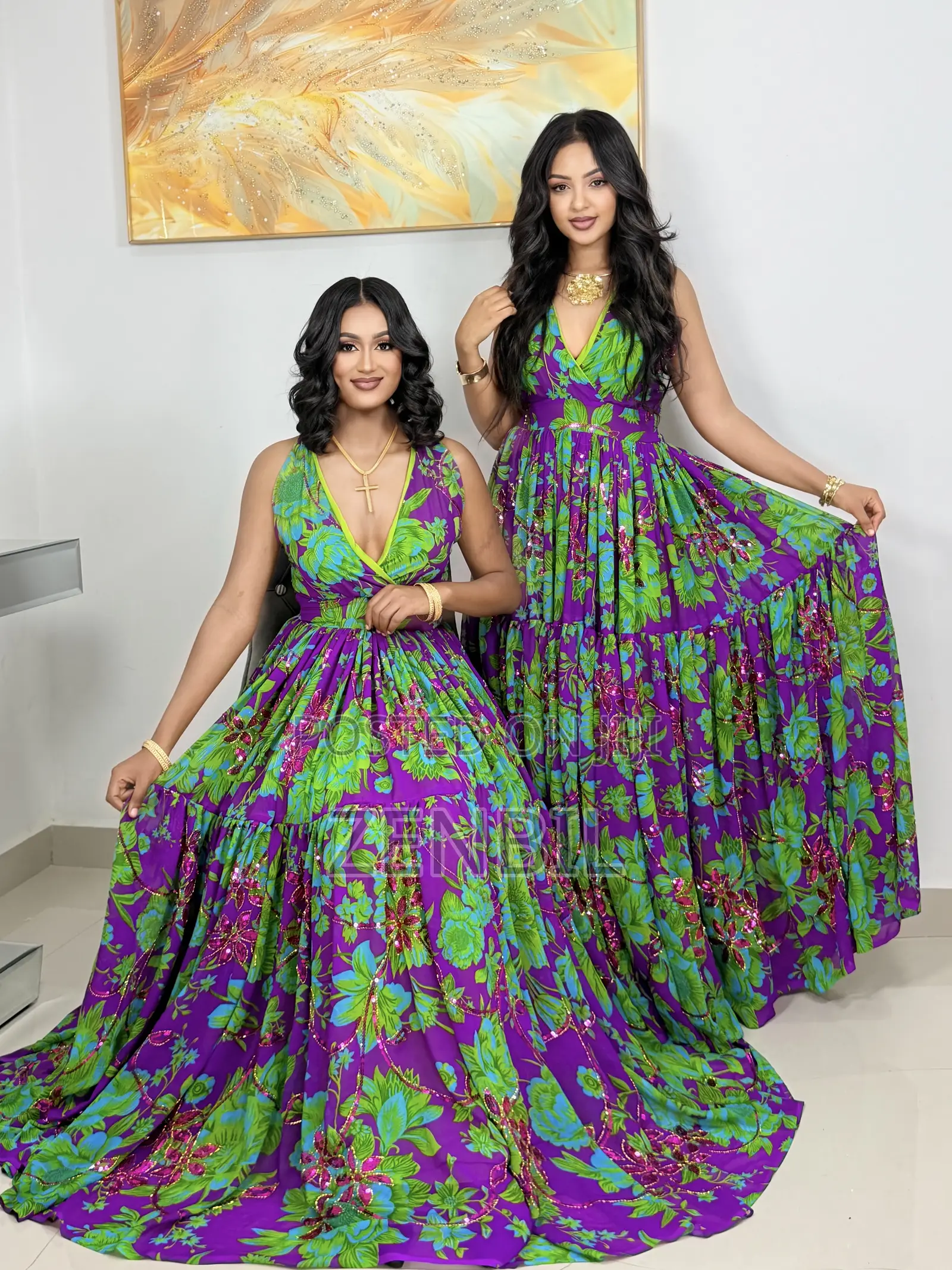 Floral Singer Chiffon Dress | Zenbil Chiffon Addis Ababa