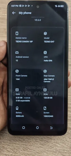 Tecno Camon 18 P 128 GB Blue
