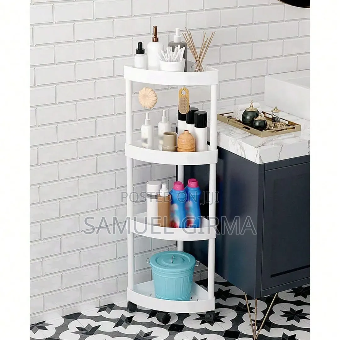 4 ተደራራቢ፣ ተንቀሳቃሽ የማዕዘን መደርደሪያ (Corner Storage Rack)