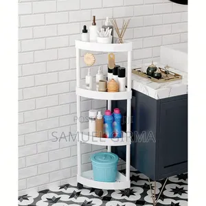 4 ተደራራቢ፣ ተንቀሳቃሽ የማዕዘን መደርደሪያ (Corner Storage Rack)