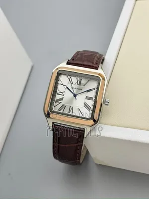 Two Tone Rose Gold Brown Leather Roman Dial Watch