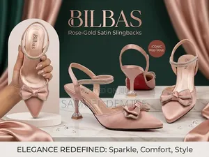 Bibas Elegant Rose-Gold Satin Bow Heels
