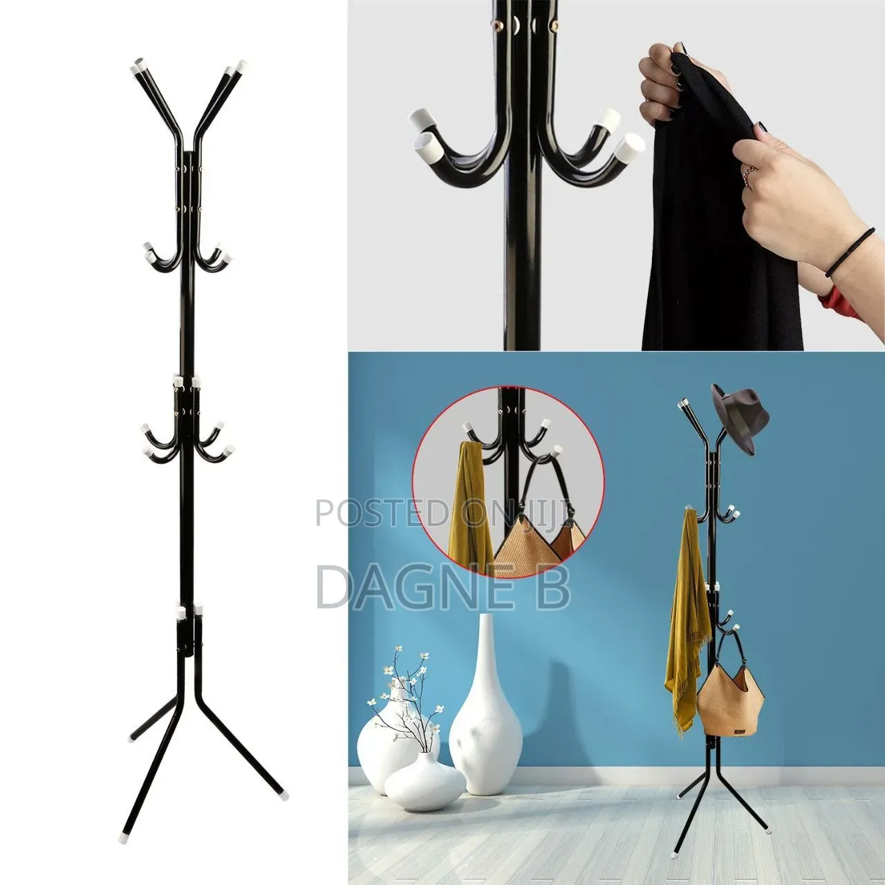 Standing Coat, Jacket, Tie, and Hat Hanger የኮት የልብስ መስቀያ