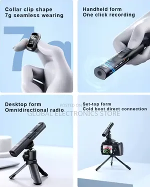 2 in 1 Lapel Dual Mic በእጅም የሚያዝ ደረት ላይም የሚደረግ ለinterview መሆን የሚቺል