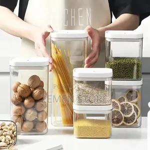 Airtight Kitchen Storage Container Set - 4 Piece Clear Food Jars