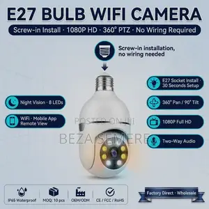 Full Hd 1080p Wifi Bulb Security Camera – V380 App Supported