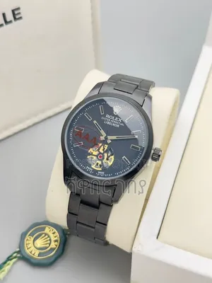 Luxury-Style Black Oyster Watch With Open Tourbillon Dial