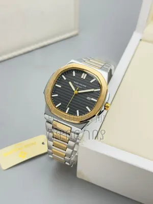 Luxury-Style Two-Tone Steel and Gold Watch With Black Dial