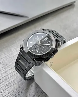 Bvlgari Octo Black Case Black Dial Chronograph Steel Mens Watch