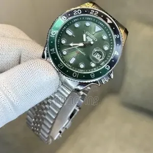 Seiko 5 Sports Automatic Green Bezel Green Dial Gmt Style Mens Watch