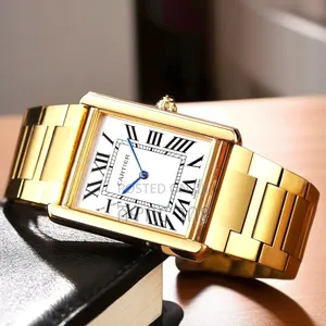 Tank Américaine Watch — Gold Case, White Dial, Roman Numerals