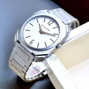 Bvlgari Octagonal Watch — White Dial, Stainless Steel Bracelet